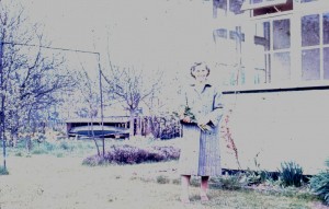 My Mother with my canoe in the background