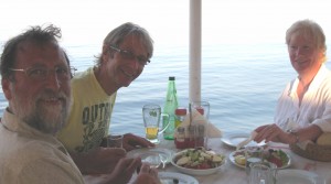 Enjoying our Greek Salad starter