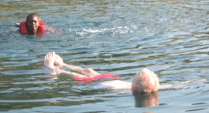 Anna's first swim in Greece