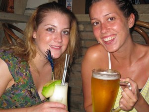 Carla and Krista at a bar