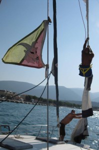On the bosun's chair