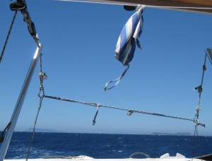 Leaving the 2 islands north of Corfu in a brisk wind