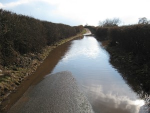 The flooded road